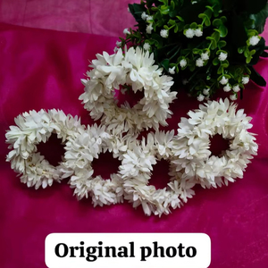 Bracelet Gajra en jasmin blanc, bracelets floraux de mariée pour Haldi Mehndi, bracelet en tissu Mogra, bijoux de mariage, bracelet réutilisable - Product Image 3