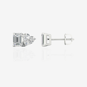 14k Gold Vintage & Trendy <b>Emerald</b> Heart Cut Lab Grown Diamond <b>Stud</b> Earrings Rose White Yellow Gold Flower Pattern for Engagement - Product Image 5