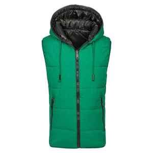 Diciembre invierno sin mangas brillante chaleco acolchado chaqueta logotipo personalizado impermeable brillante burbuja hombres chalecos con capucha - Product Image 1