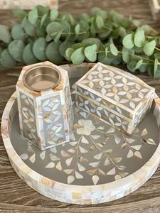 Ensemble chauffe-bougies électrique de luxe de super qualité, ensemble rond personnalisé de Bakhoor avec incrustation de nacre Mubakhar - Product Image 3