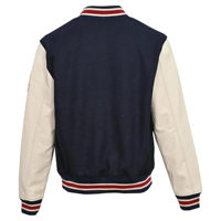 Blouson universitaire pour homme, personnalisable avec logos, col montant, en mélange de coton premium respirant, style urbain hivernal, idéal pour le sport