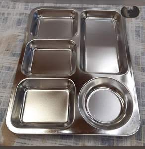 Bandeja multifuncional para servir alimentos Indian Thali Compartimento reutilizable Placas de bandeja de metal de acero inoxidable - Product Image 3