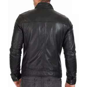 Última llegada de diseño personalizado al por mayor de cuero de calidad superior para los hombres de estilo con chaqueta de cuero de bombardero para los hombres chaqueta de motorista - Product Image 5