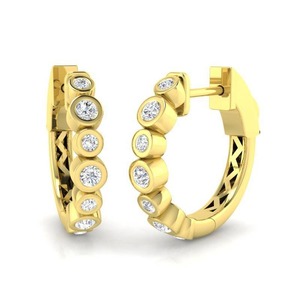 Boucles d'oreilles créoles en diamant taille ronde immaculée 0,30 ct, diamant de laboratoire en platine pour mariée et usage quotidien - Product Image 1