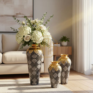 Rustic Metal <b>Tall</b> Floor <b>Flower</b> <b>Vase</b> Enamel Printed Elegant Decorative <b>Vase</b> for Wedding Tables and Home Decor Wholesale Bulk - Product Image 4