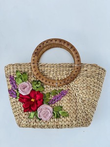 Sac à main élégant en jacinthe d'eau de style vintage avec poignées en rotin élégantes fermeture ouverte à deux sangles accessoire de mode écologique - Product Image 5