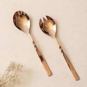 Fish Tail Designer Stainless Steel Salad Server Set, Modern <b>Gold</b> Finishing Metal <b>Serving</b> <b>Spoon</b> Fork for Home Kitchen & Dining - Product Image 6