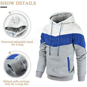 Sudadera con capucha de algodón 100% elegante para hombre, sudadera deportiva lisa de gran tamaño con bordado de logotipo personalizado, traje informal - Product Image 3