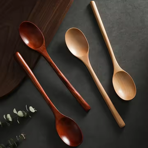 Ensemble de 6 cuillères en bois lisses pour la cuisine Ustensiles en bois de teck Cuillères en bois pour la cuisine Cuisine Maison par Crescent Crafts - Product Image 1