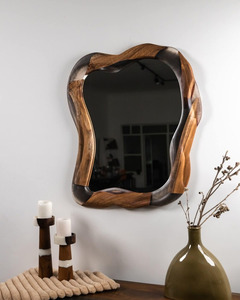 Marco de Espejo de Pared Decorativo de Madera y Resina de Marca Privada para Dormitorio, Decoración de Pared, Espacio Interior con Reflejo Elegante - Product Image 6