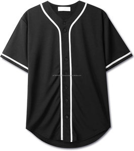 Custom Plain Black Baseball Jersey White Pinstripe Mens Baseball Jersey Button-<b>Down</b> Shirts Active Team Sports Baseball Uniforms - Product Image 1