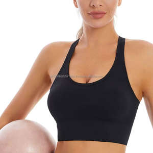 In Stock Seamless Women <b>Cross</b> Back Sports Bra Hollow Out Training Yoga Gym Running <b>Top</b> Breathable Wireless Vest for Girls - Product Image 5