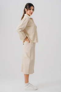 Chaqueta vaquera corta informal para mujer con mangas largas Abrigo de moda ecológico transpirable reversible crudo de invierno - Product Image 3