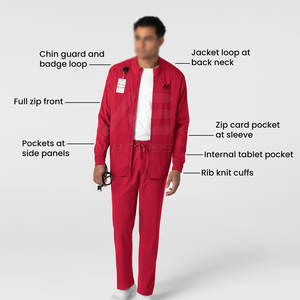 เสื้อสครับผู้ชายคุณภาพสูงขายส่งจากโรงงาน ผลิตตามสั่ง ผ้ายืดสแปนเด็กซ์/โพลีเอสเตอร์ สำหรับใช้ในโรงพยาบาล - Product Image 5