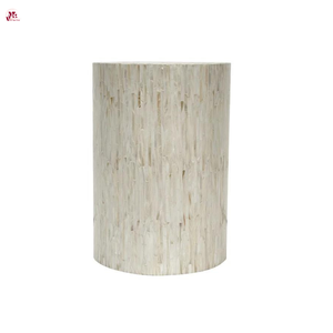 Taburetes de Lujo Blancos con Incrustaciones de Nácar, Muebles de Asiento Hechos a Mano con Incrustaciones de Concha para Decoración de Hogar de Alta Gama - Product Image 3