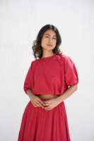 Belle jupe longue bohème en coton avec poches et haut court à col bateau, design personnalisé, vêtements bohèmes longs, grande taille