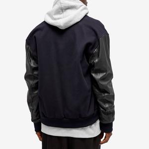 Personalizado Hombres Botón Up rojo Manga de cuero Varsity Chaquetas Hombres Tallas grandes Chaqueta de bombardero Chaquetas de béisbol - Product Image 3