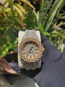 นาฬิกาเพชรโมอิสสำหรับผู้ชาย20มม. สีเหลืองทองชุบสแตนเลสคลาสสิกดีไซน์มงกุฎแฟชั่นโบราณ - Product Image 5