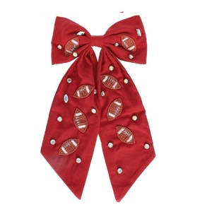 High Quality Colorful Seed Beads Hair Bows Customized Logo Option Hand Embroidery Art <b>Fabric</b> Material - Product Image 4