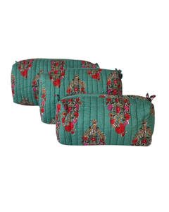 Eco-Friendly Reusable Cotton <b>Quilted</b> Cosmetic Travel Pouch with Zipper | Designer Export Supply - Product Image 4
