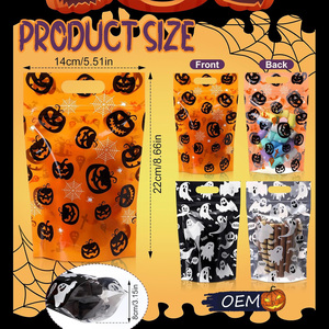 Sacchetti CPP per dolcetti di Halloween con manici, sacchetti regalo richiudibili a forma di zucca in cellophane con cerniera, a prova di odore e umidità - Product Image 2