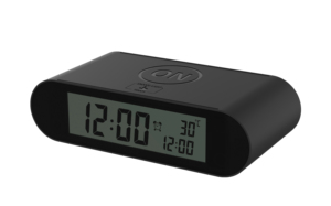 Black <b>digital</b> alarm <b>clock</b> with thermometer and calendar (GSC 405005005) - Product Image 1