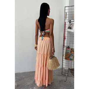 Audrey 4037 Falda de gasa con detalle de abertura, cintura elástica, tela suave - Product Image 3