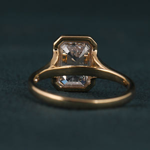 Esmeralda corte laboratorio crecido diamante bisel ajuste lujosa plata esterlina chapado en oro IGI certificado anillo de compromiso estilo de moda - Product Image 3