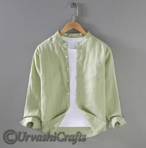 2024 último diseño de camisas de moda para hombres puro algodón Lino manga larga ecológico primavera otoño camisas casuales para hombres OEM - Product Image 1