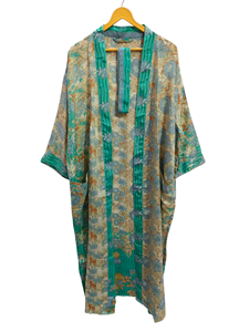 ชุดกิโมโนผ้าไหมส่าหรีลายดอกไม้แนววินเทจชุดคลุมส่าหรีชุดปาร์ตี้ชายหาดผ้านุ่มทำมือสไตล์อินเดีย - Product Image 6