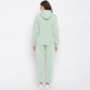 Conjunto Deportivo de Invierno para Mujer, Venta al por Mayor, Sudadera con Capucha Forrada de Felpa, Pantalones Jogger, Conjunto de Algodón Resistente, Informal, Cálido para Uso Diario - Product Image 6