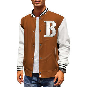Blouson aviateur Letterman coupe-vent en laine mélangée pour homme Veste universitaire avec col à capuche et poche Veste de baseball légère - Product Image 3