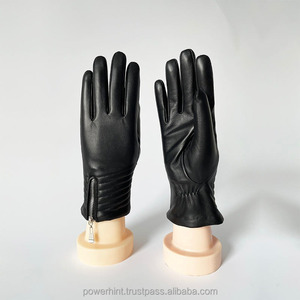 Guantes de cuero genuino de invierno con forro de punto con pantalla táctil directa de fábrica para mujeres y hombres mitones de conducción de Color trasero suave - Product Image 4