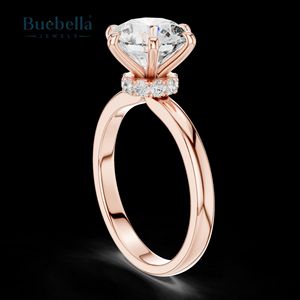 Anillo de compromiso solitario de corte brillante redondo de Plata de Ley 925 Original de gran oferta para mujer - Product Image 6