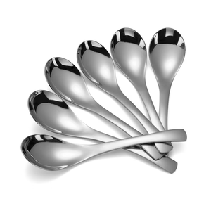 Cuchara de sopa de acero espejado Mango corto Plata Brillante Artesanía pulida Mejor cuchara de sopa de acero Proveedor al por mayor - Product Image 4