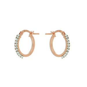 Boucles d'oreilles rondes DelPia, cristaux blancs, 10 % or 18 carats sur tube en argent sterling 925, tube intérieur rose 10 mm - Product Image 1
