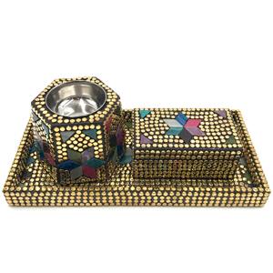 Premium Quality Bakhoor Incense <b>Burner</b> Set with Bone Inlay Work New <b>Wood</b> Mubkhar Wholesaler India with Box Tray - Product Image 2