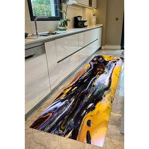 Tapis abstrait jaune et noir : Décoration artistique contemporaine, avec tapis à poils doux - Product Image 5