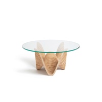 Table de conférence ronde en verre sur piédestal, design paramétrique, multi-plateaux sculpturaux de luxe, pour salle d'exposition