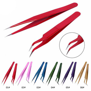 Colorful Stainless Steel <b>Mink</b> Eyelash Extension Straight Or Bend Optional Tweezers Professional Eye <b>Lashes</b> Tweezers - Product Image 5