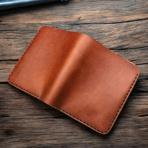 Cartera plegable personalizada para hombre Crazy Horse, tarjetero de piel de vaca hecho a mano, monedero marrón Delgado, regalo para el Día del Padre - Product Image 3