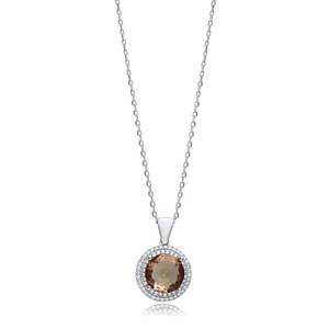 Collier à breloques en pierre de sultanite CZ de forme ronde de 18 mm en argent sterling 925 bijoux turcs faits à la main pour acheteur en gros - Product Image 1