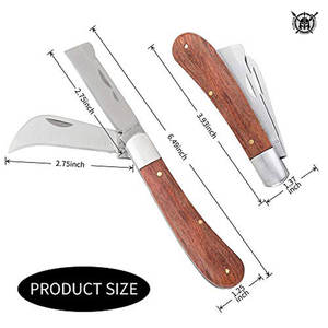 Cuchillo de bolsillo plegable de doble hoja para acampar al aire libre, acero de Damasco, mango de hueso de camello, diseño de llavero DIY OEM para supervivencia - Product Image 3