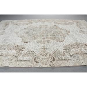 Alfombra de 6,3x9,8 pies, Alfombra Turca Vintage, Alfombra Blanca con Diseño Floral - Product Image 3