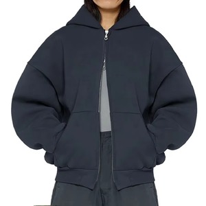 Sweat à capuche zippé personnalisé unisexe meilleure qualité blancs 500 Gsm sweat à capuche coton lourd polaire recadrée hommes sweat à capuche zippé - Product Image 2