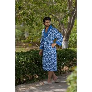 100% Cotton Boho Men's Kimono <b>Robe</b> Geometric Luxury Satin Breathable Long Sleeve Summer Unisex Bathrobe <b>Beach</b> Loungewear - Product Image 6