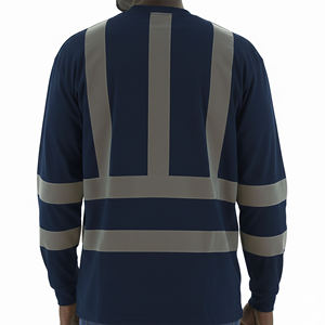 T-shirt de travail de sécurité réfléchissant haute visibilité personnalisé en gros, classe 1 ANSI, polyester, imperméable, poche LED clignotante pour hommes - Product Image 6