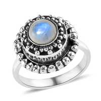 Bague de Fiançailles et de Mariage de Luxe Premium pour Femme en Pierre de Lune Poisonneuse, en Argent Sterling 925, Faite à la Main, Style Antique, Sertie en clos