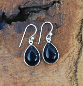 Boho Style 925 Sterling Silver Black Onyx Drop Boucles d'oreilles à la mode Bijoux faits à la main pour les femmes Cadeau de mariage - Product Image 3