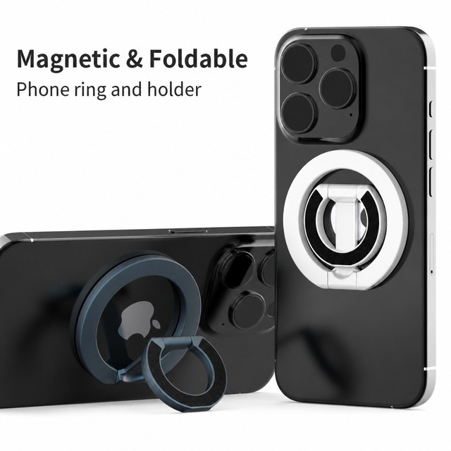 Aluminum Alloy Magnetic Phone Grip 2-in-1 Ring Stand Holder 360 Rotating Universal Compatible OEM ODM Supplier China